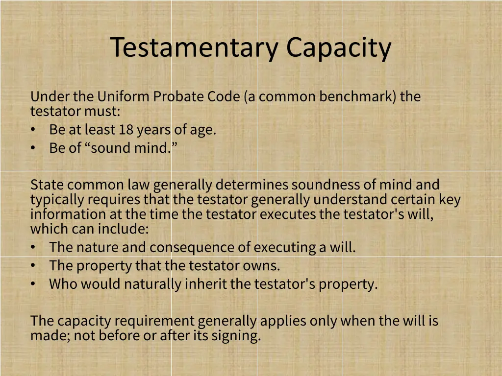 testamentary capacity