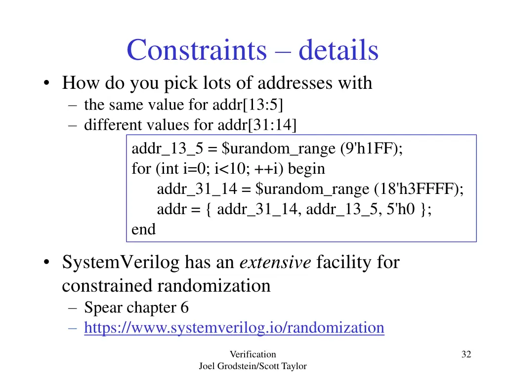 constraints details how do you pick lots