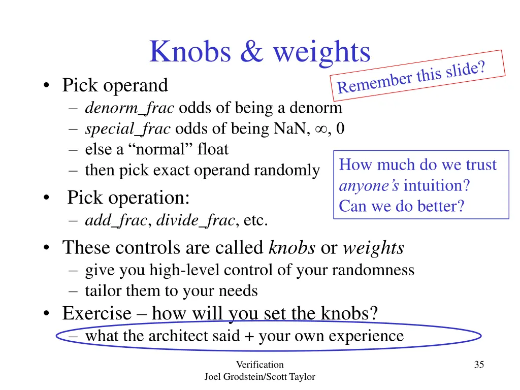 knobs weights pick operand denorm frac odds 2