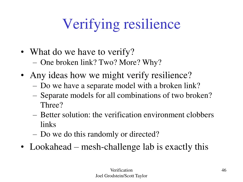 verifying resilience