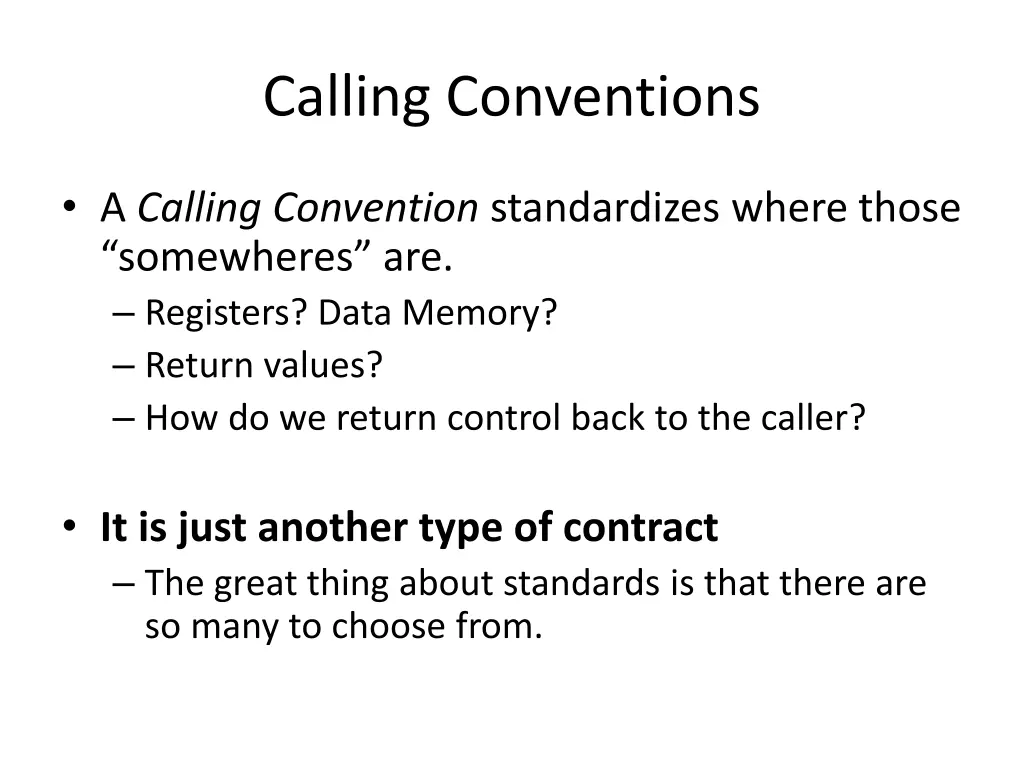 calling conventions