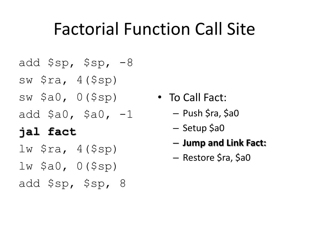 factorial function call site 3