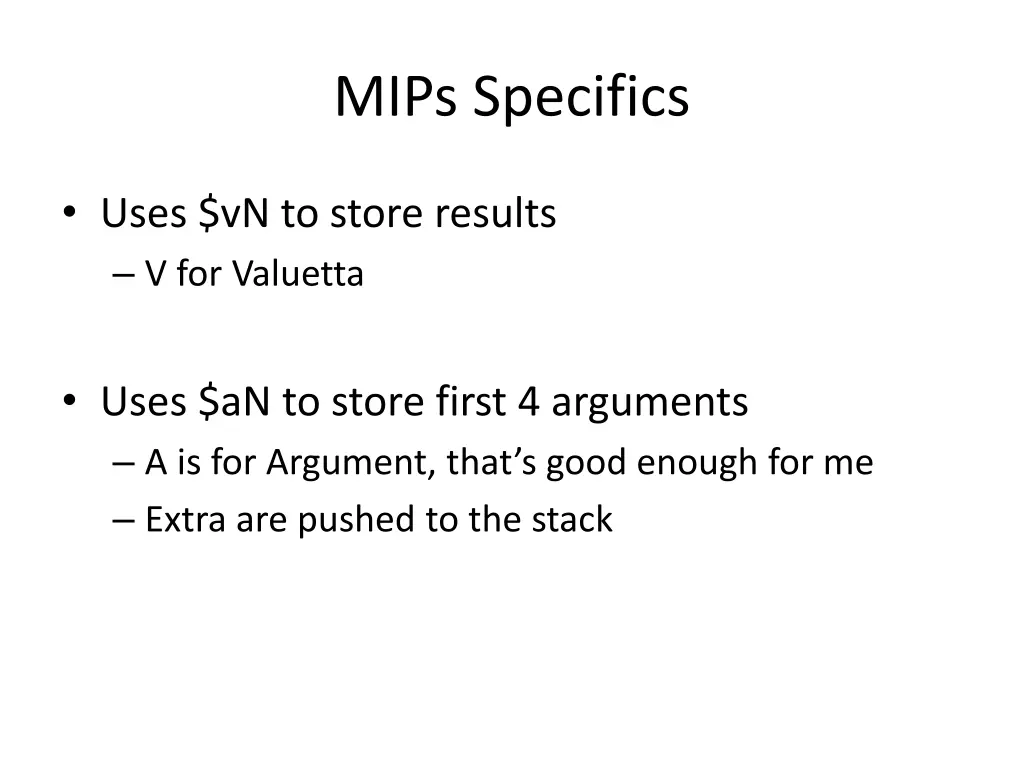 mips specifics