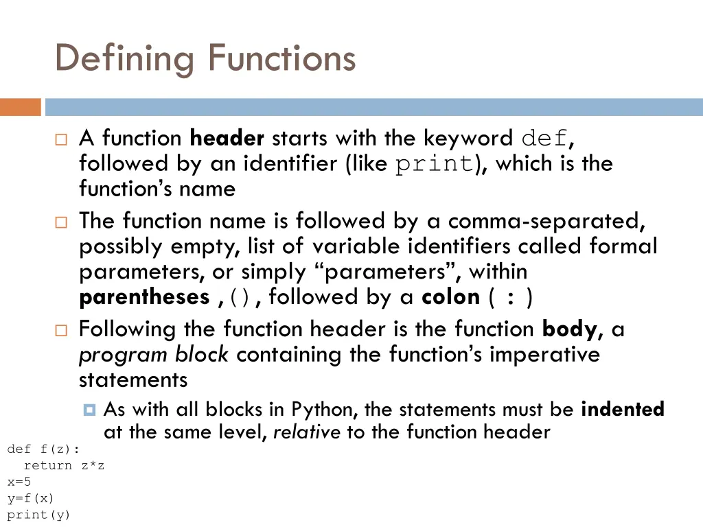 defining functions