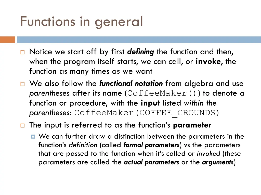 functions in general