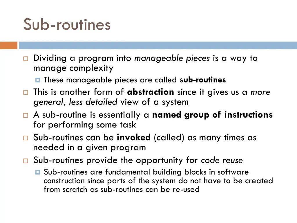 sub routines