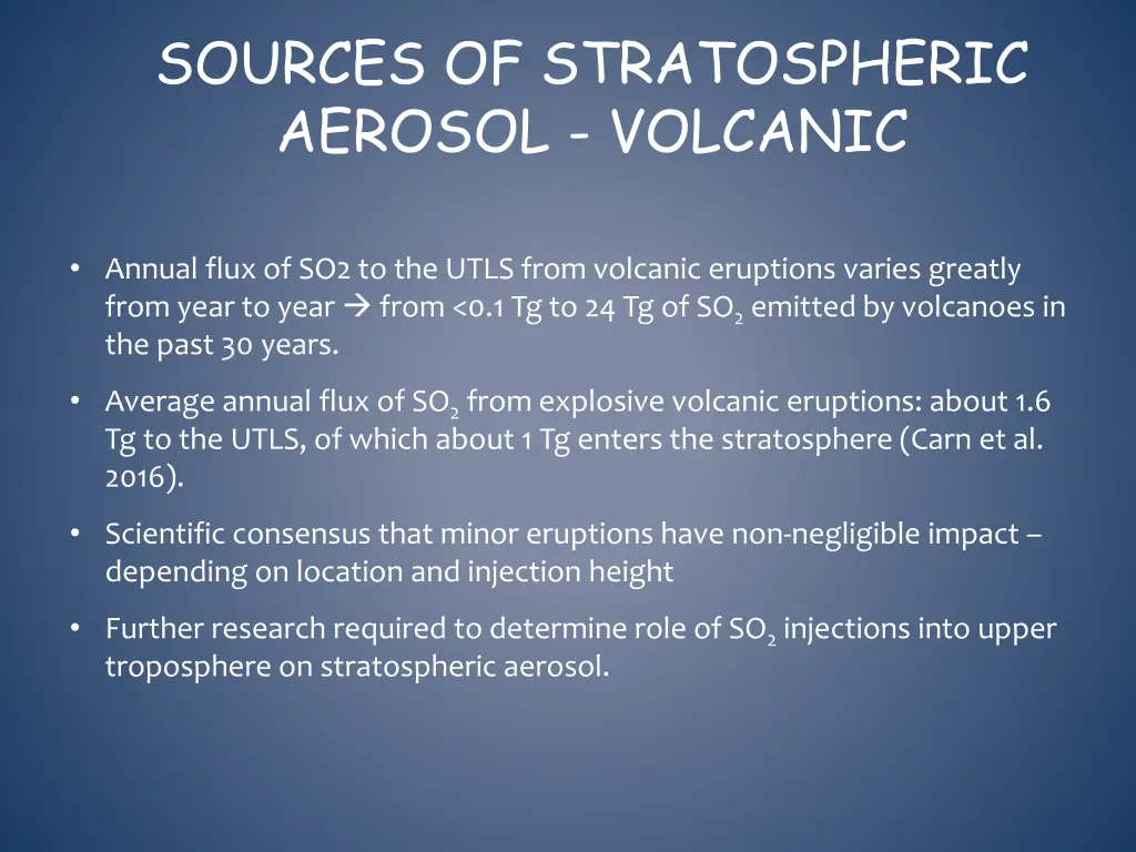 sources of stratospheric aerosol volcanic