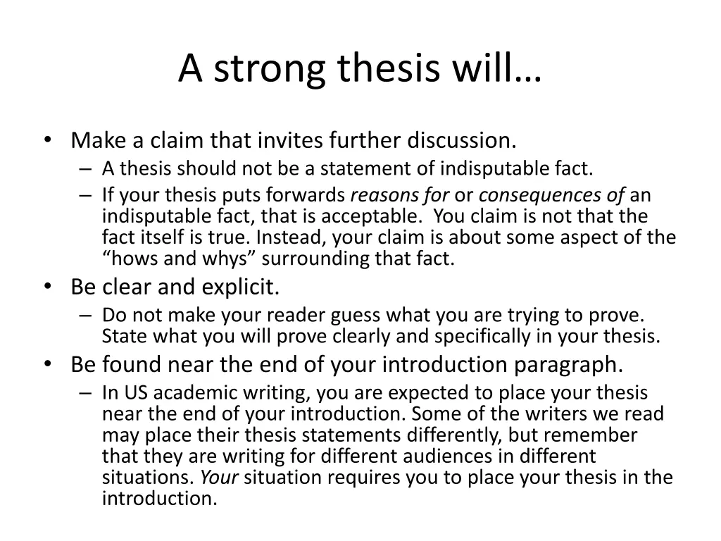 a strong thesis will