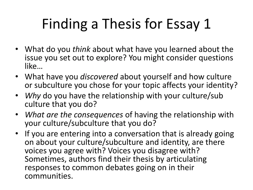 finding a thesis for essay 1