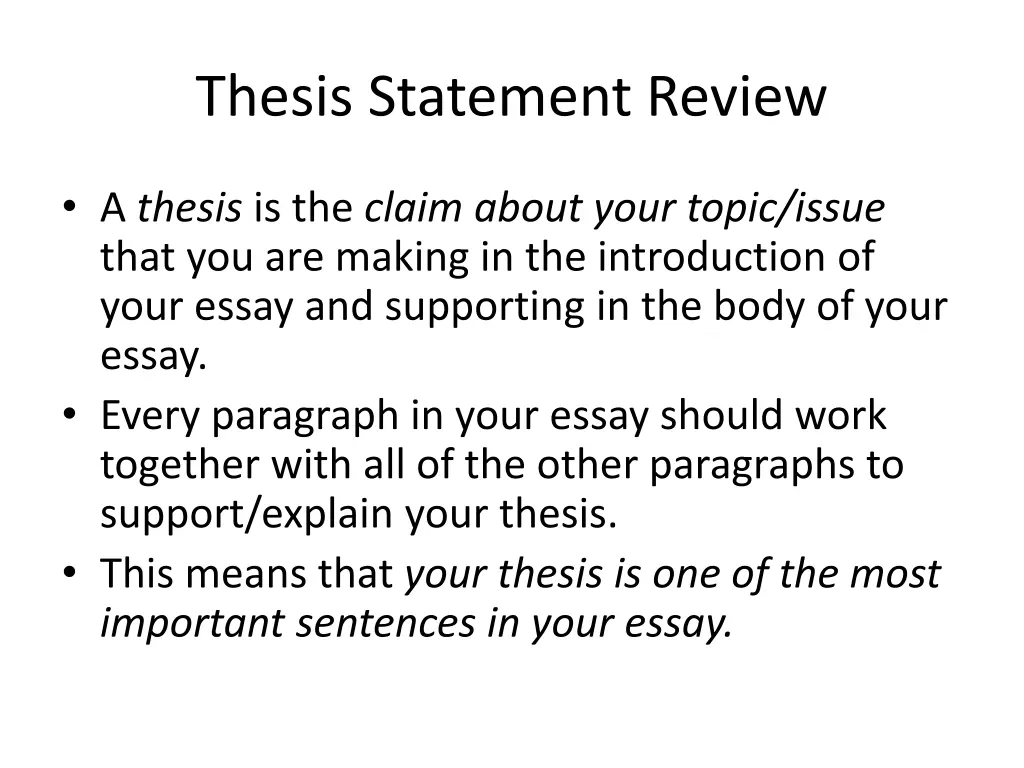thesis statement review