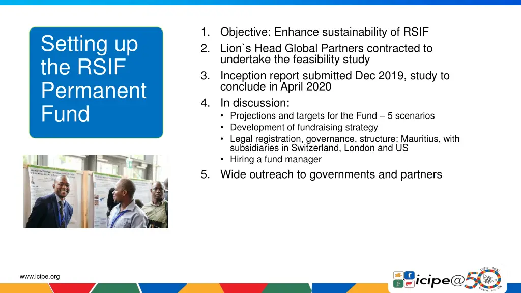 1 objective enhance sustainability of rsif 2 lion