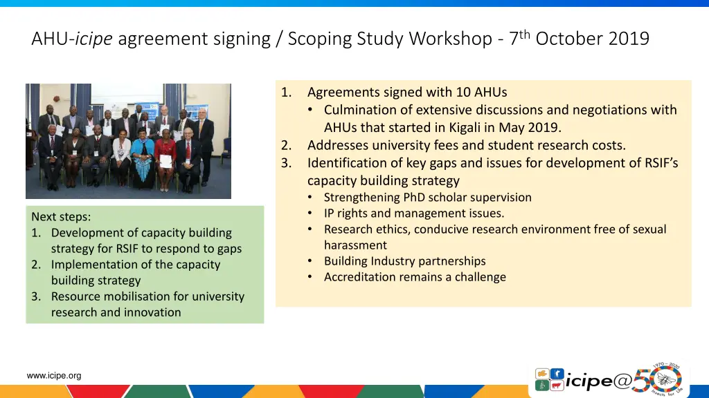 ahu icipe agreement signing scoping study