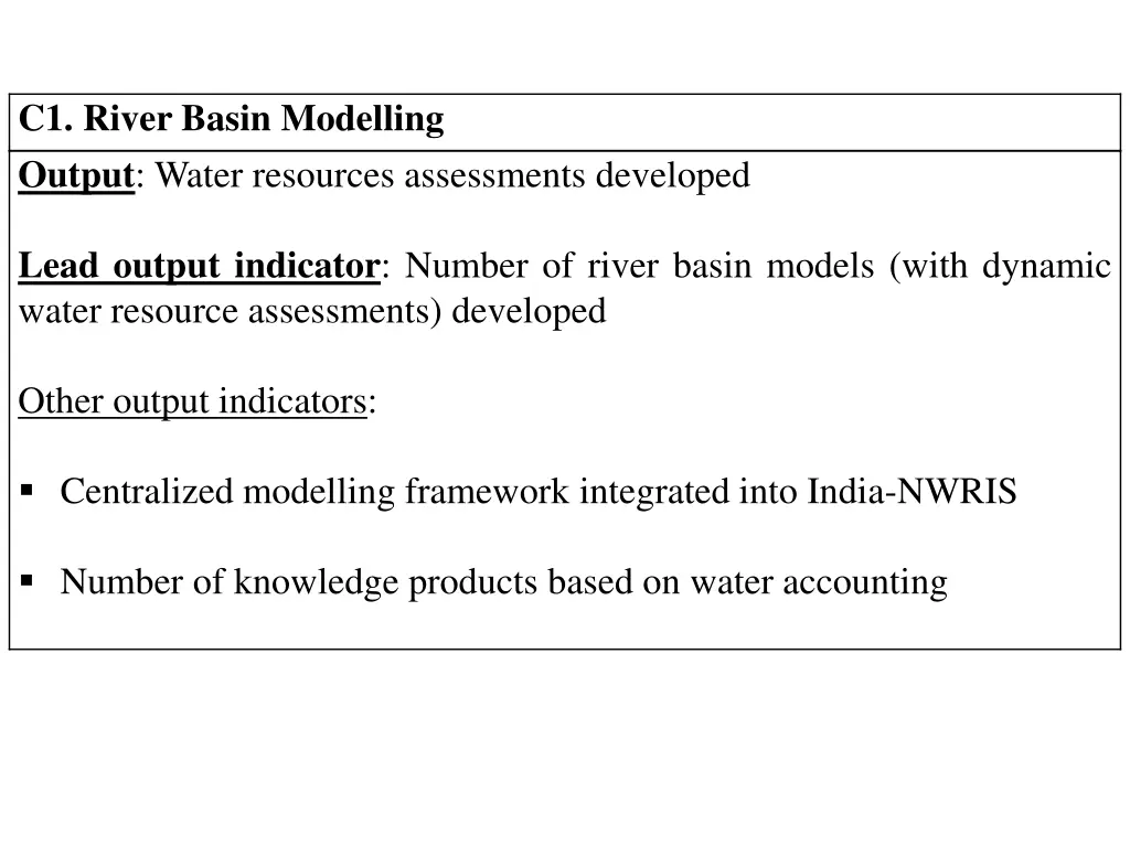 c1 river basin modelling