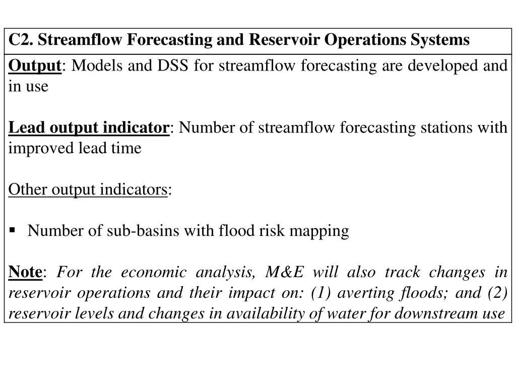c2 streamflow forecasting and reservoir