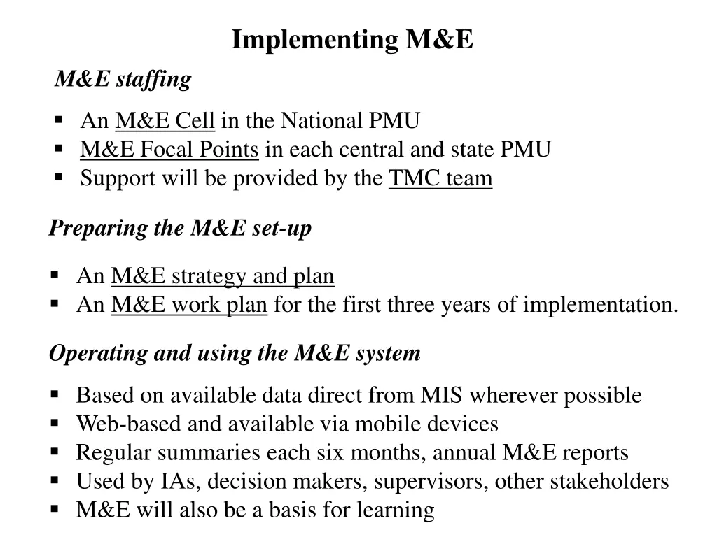 implementing m e