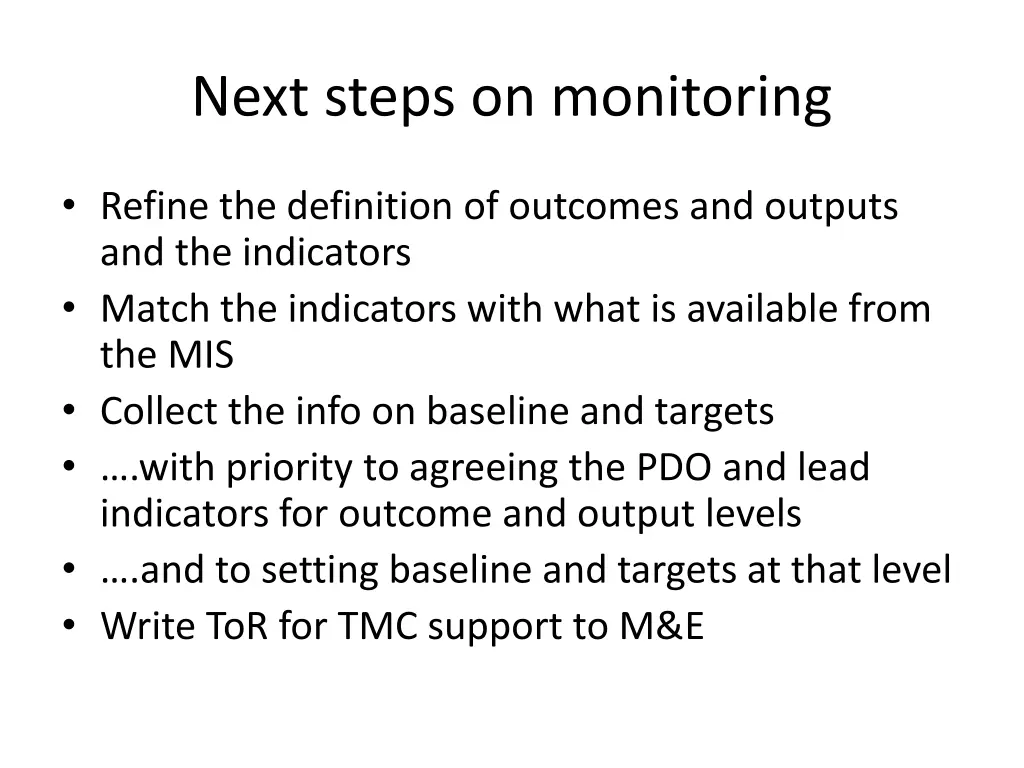 next steps on monitoring
