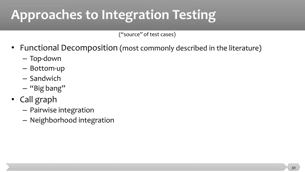 approaches to integration testing