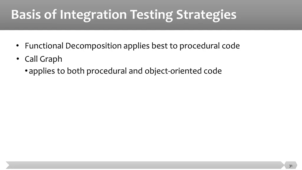basis of integration testing strategies
