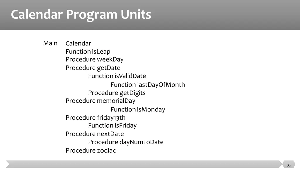 calendar program units