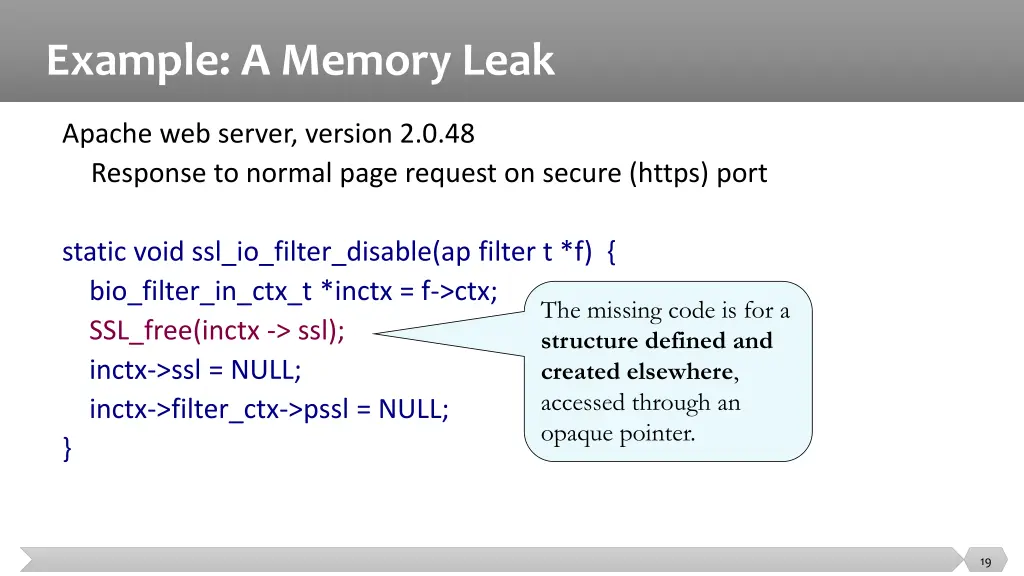 example a memory leak 1