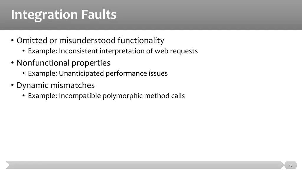 integration faults 1