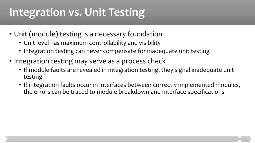 integration vs unit testing