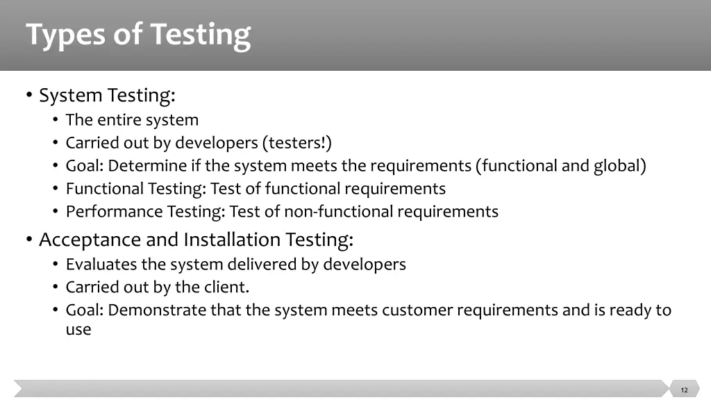 types of testing 1