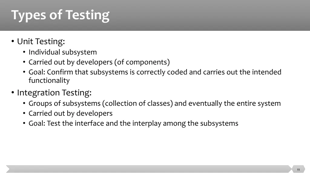 types of testing