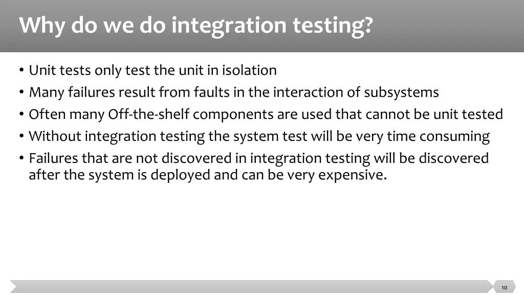 why do we do integration testing