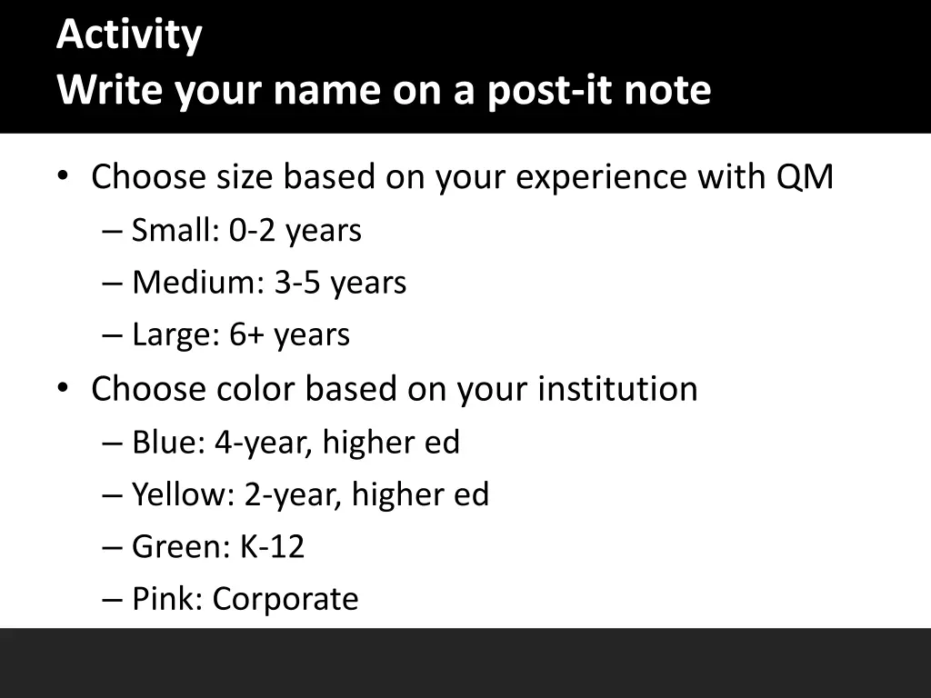 activity write your name on a post it note