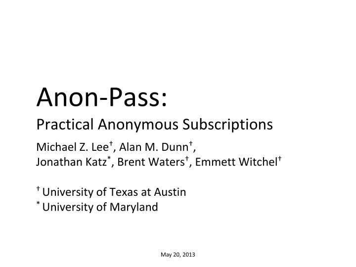 anon pass practical anonymous subscriptions