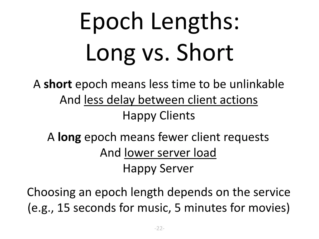 epoch lengths long vs short