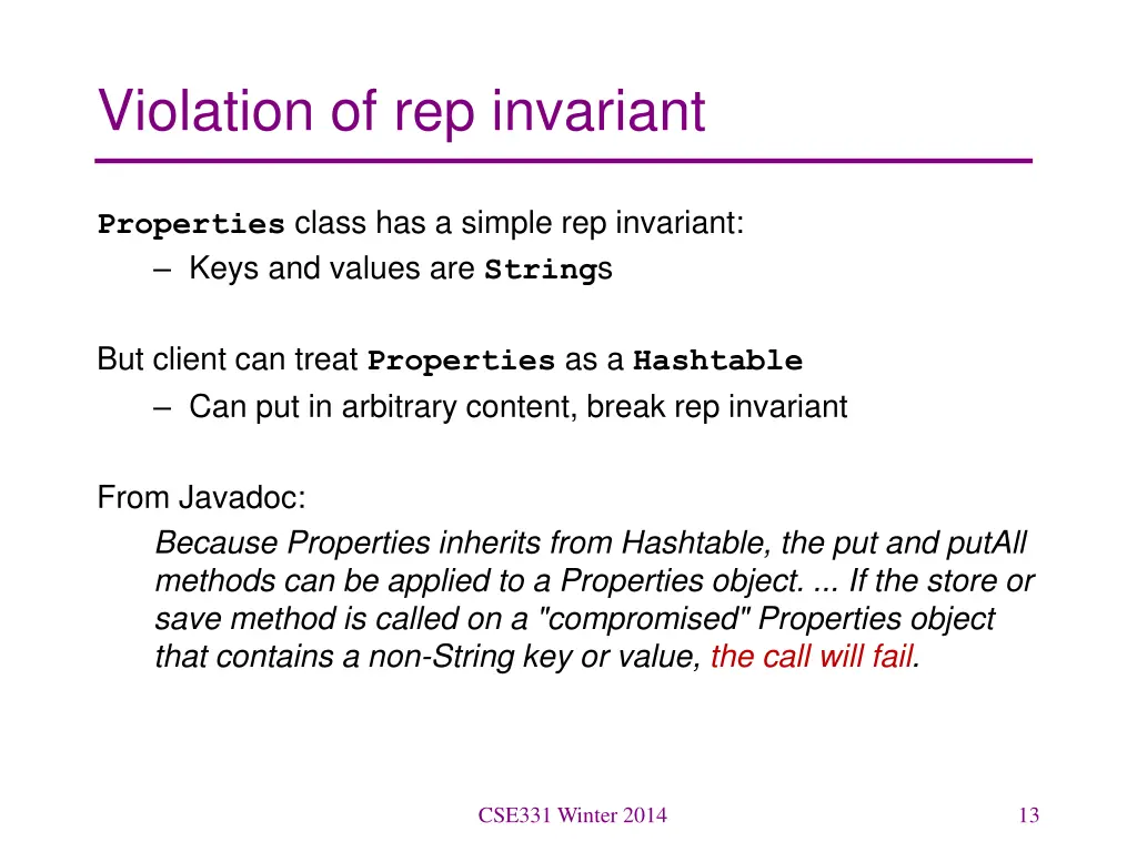 violation of rep invariant
