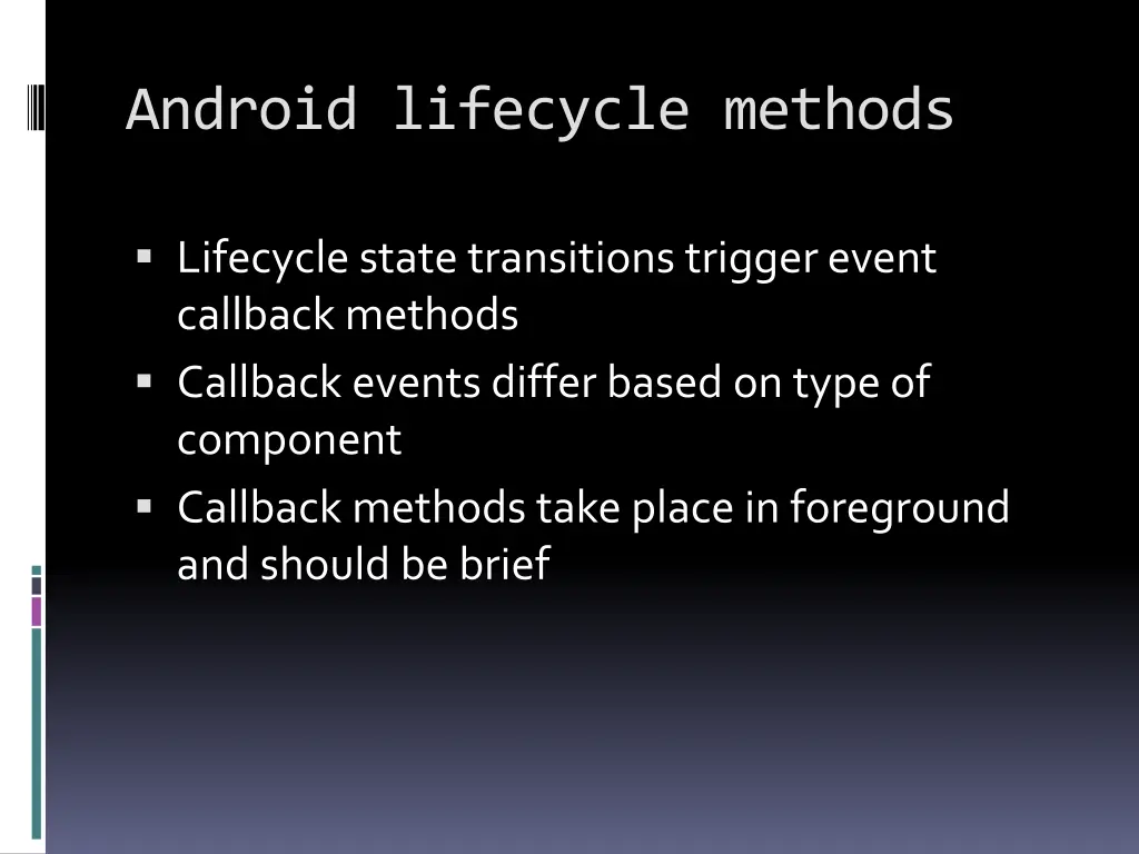 android lifecycle methods