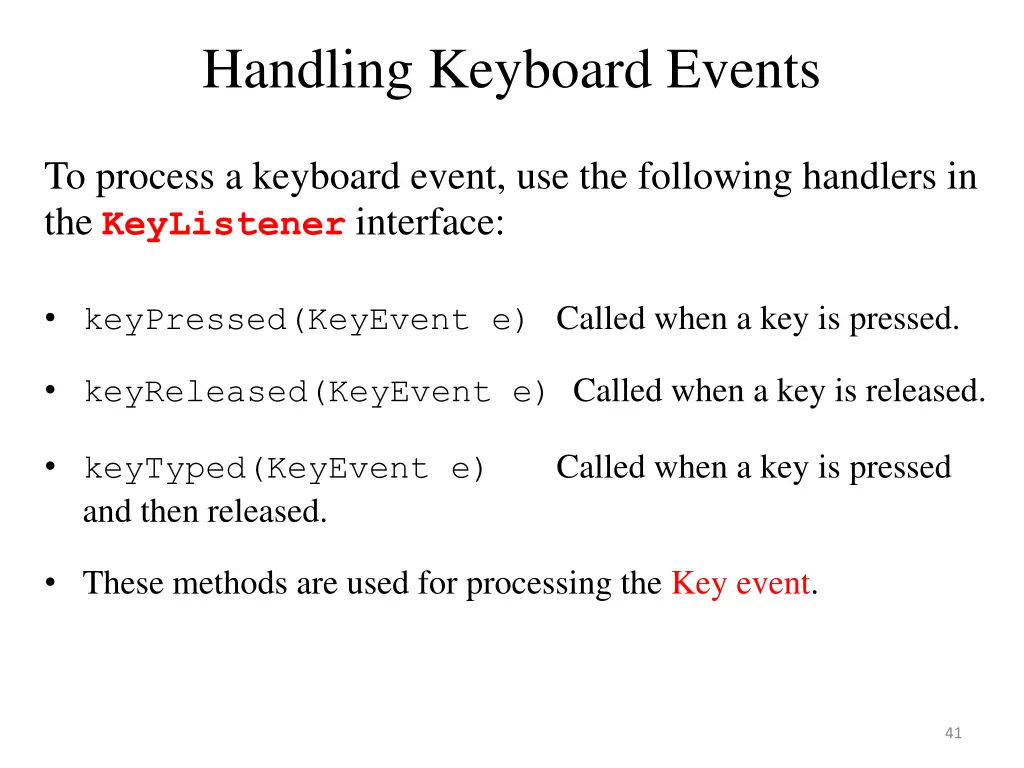 handling keyboard events