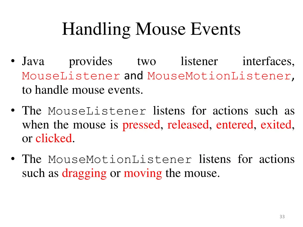 handling mouse events