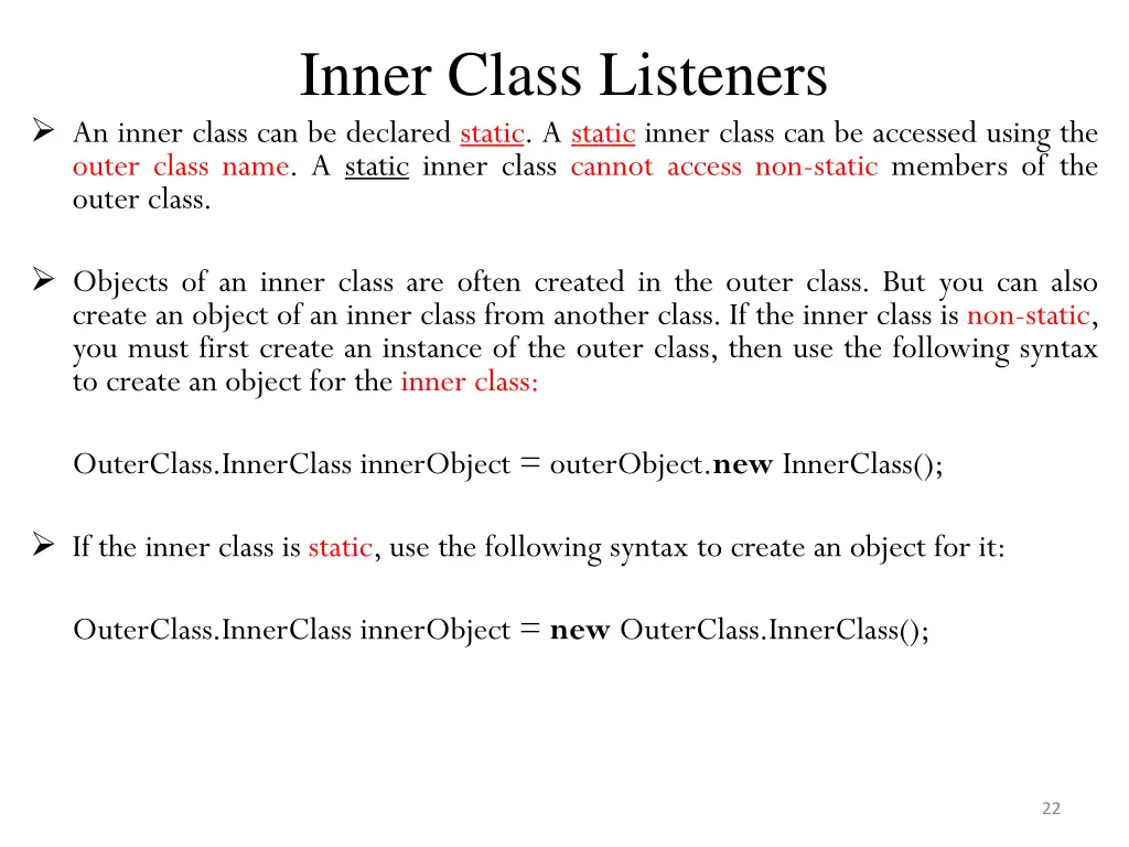 inner class listeners