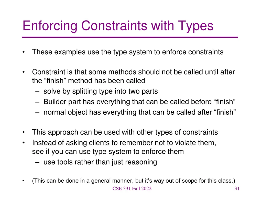 enforcing constraints with types