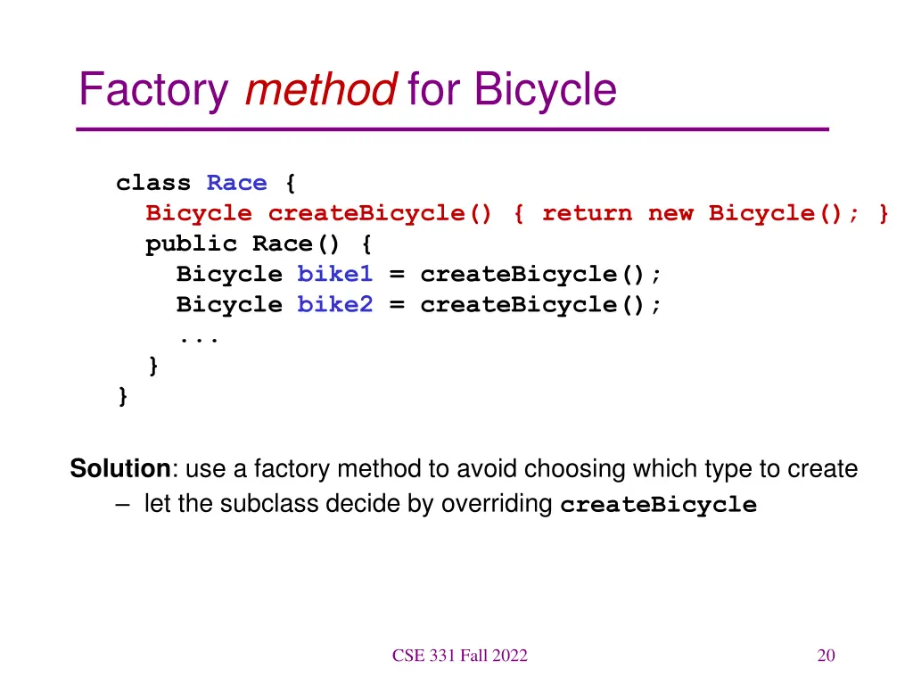 factory method for bicycle