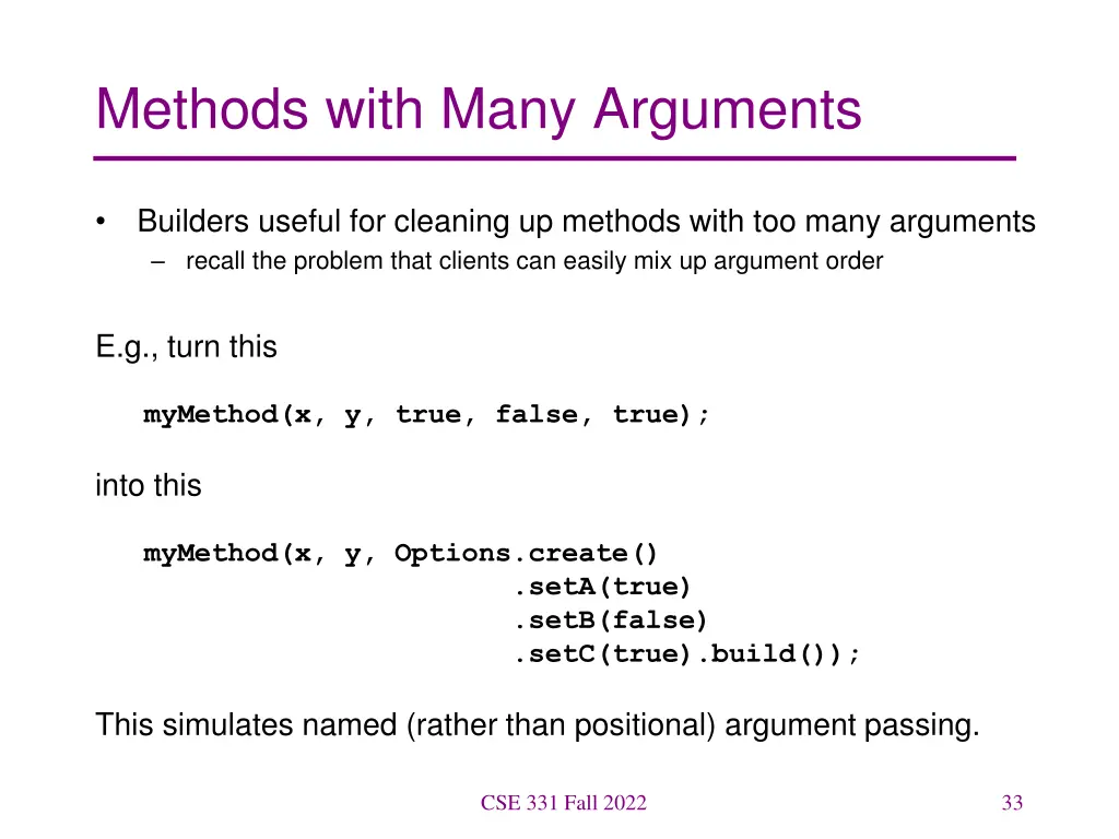 methods with many arguments
