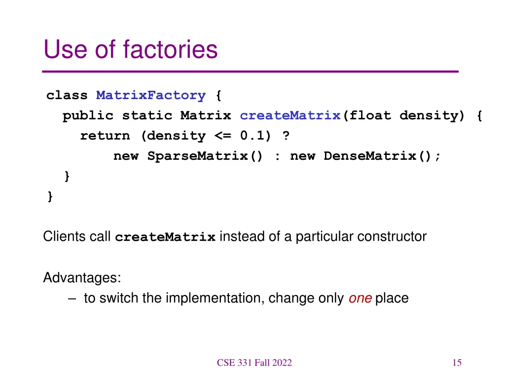 use of factories