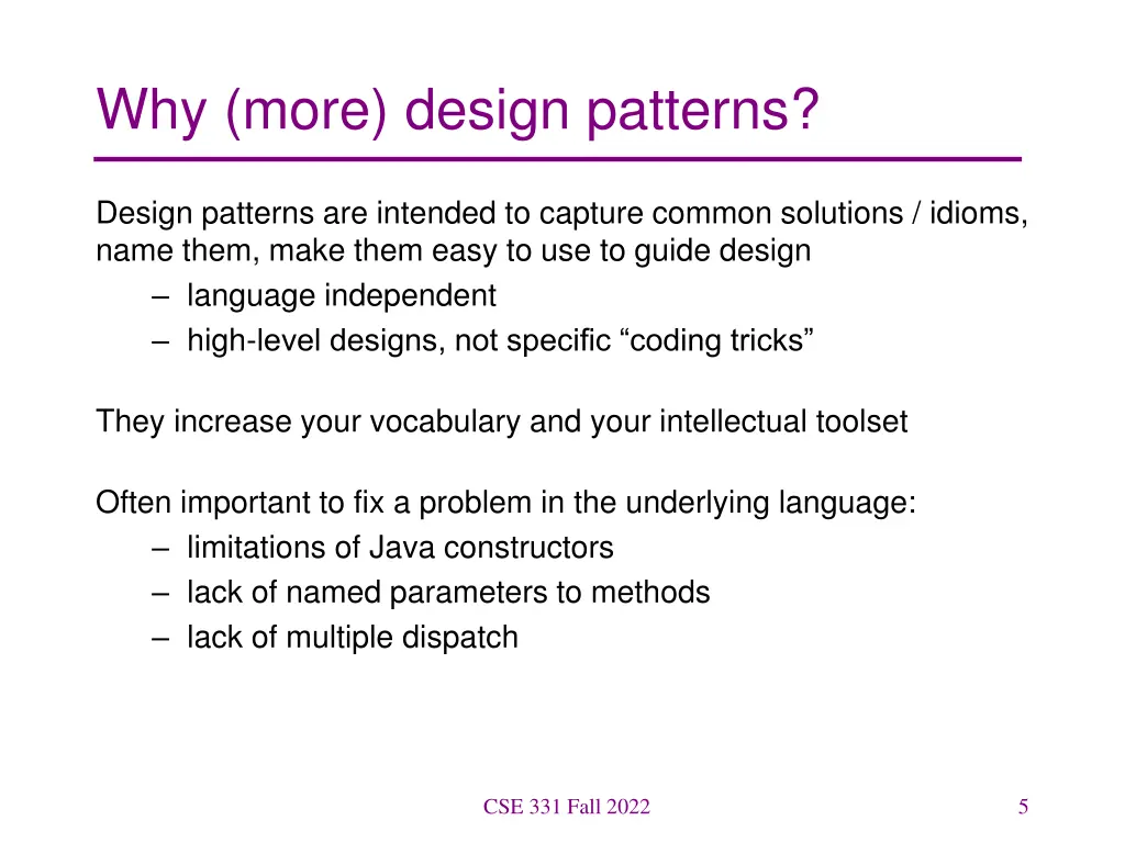 why more design patterns