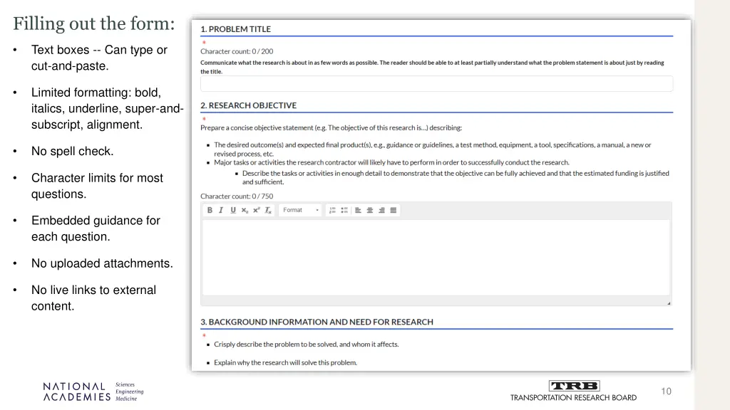 filling out the form