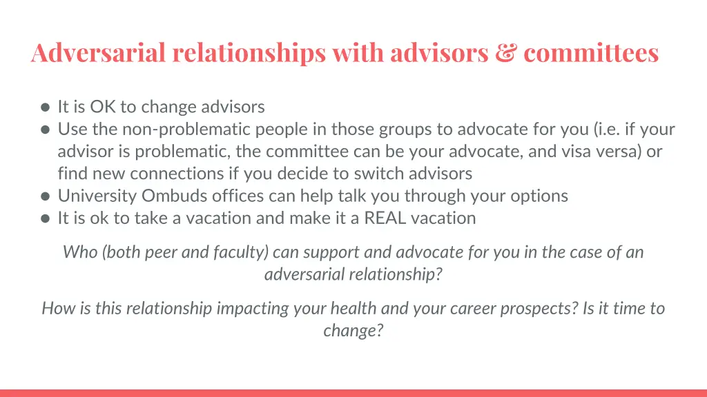adversarial relationships with advisors committees