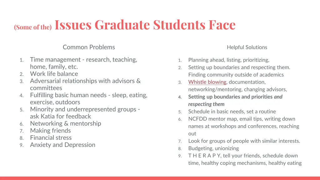 some of the issues graduate students face