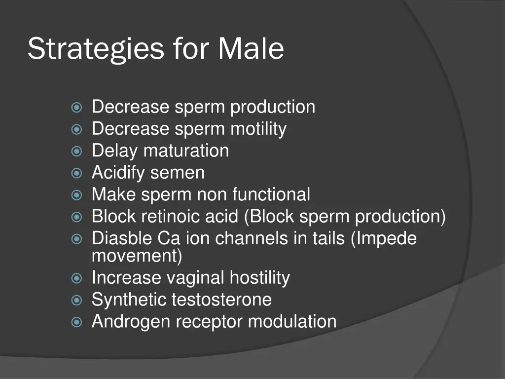 strategies for male