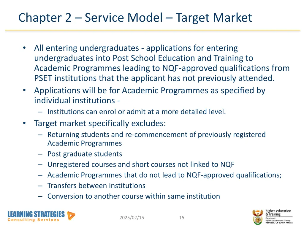 chapter 2 service model target market