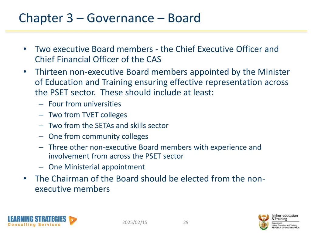 chapter 3 governance board