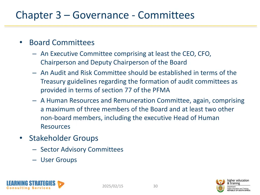 chapter 3 governance committees