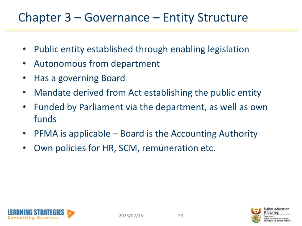 chapter 3 governance entity structure